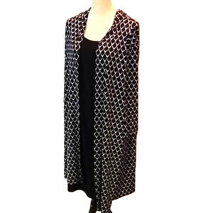 DressBarn Vintage 90s Black White 2 in One Midi Dress Geometric Women size 20